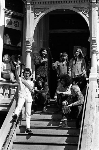 Grateful Dead outside their home at 710 Ashbury Street, San Francisco, CA, October 1967 by Baron Wolman