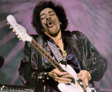 Jimi Hendrix performs at the Fillmore West, San Francisco, February 1968 by Baron Wolman