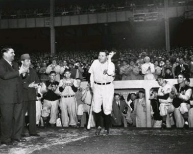 Babe Ruth Emerging from the Dugout, June 13, 1948 by Nat Fein