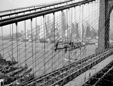 Brooklyn Bridge and Skyline, 10/20/1946 by Nat Fein